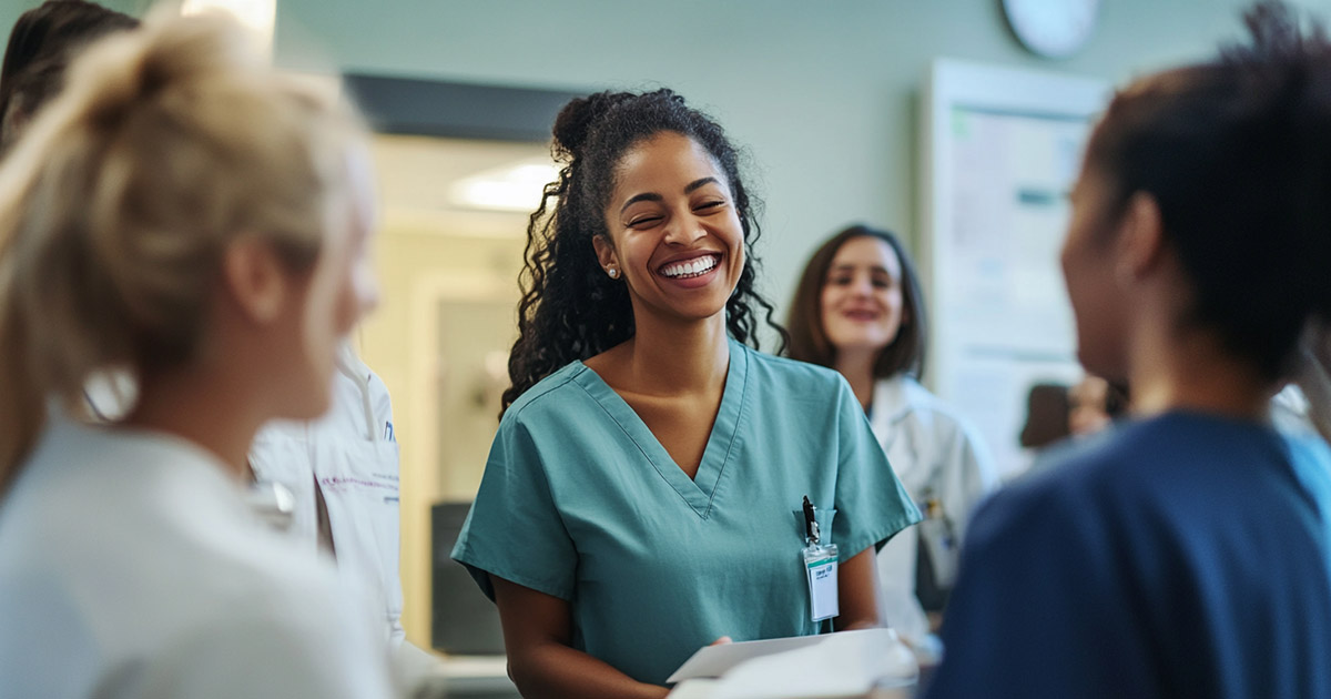 An image of diverse community members volunteering at a local hospital to support patient care