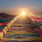 Rainbow-threaded pathway representing diversity and inclusion in healthcare