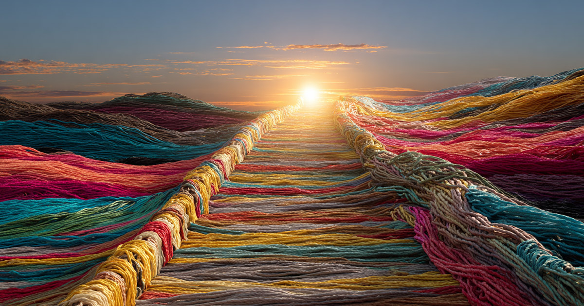 Rainbow-threaded pathway representing diversity and inclusion in healthcare
