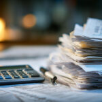 Medical bills and calculator showing impact of cuts in medicare and medicaid
