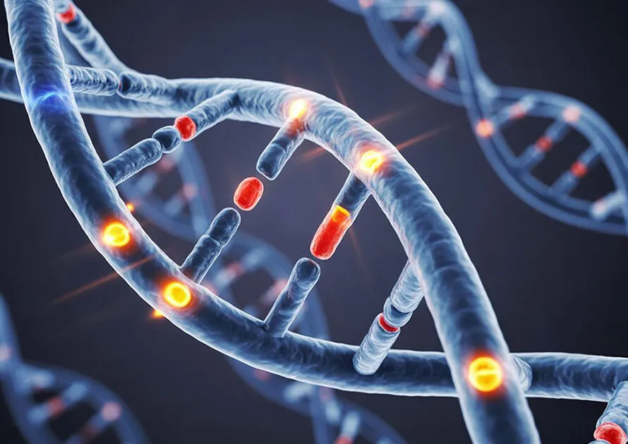 DNA helix visualization showing molecular research funded by prostate cancer grants