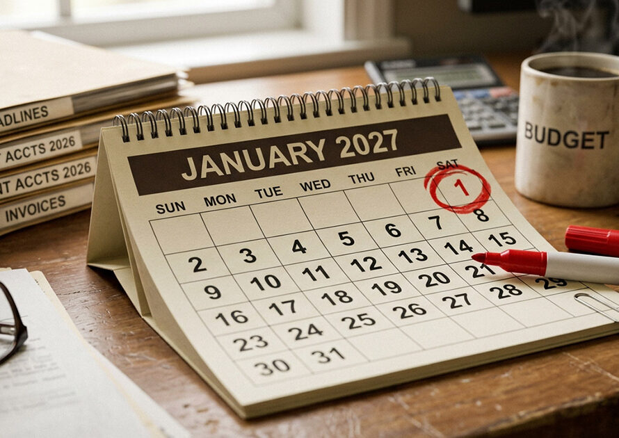 Desk calendar showing the Medicaid work requirements deadline circled in red