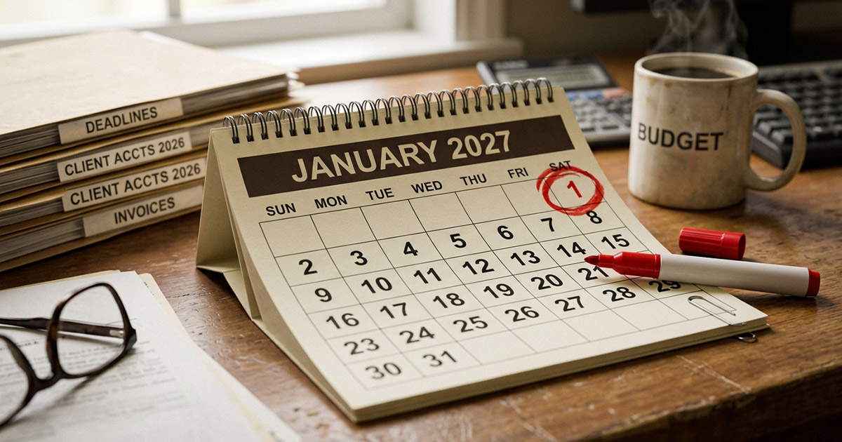 Desk calendar showing the Medicaid work requirements deadline circled in red